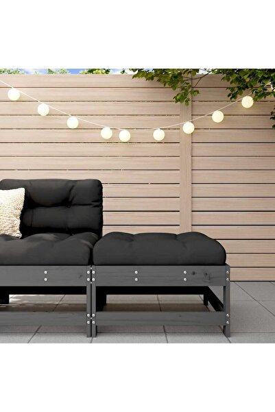 Concept Taburet de grădină cu pernă, gri, lemn masiv de pin