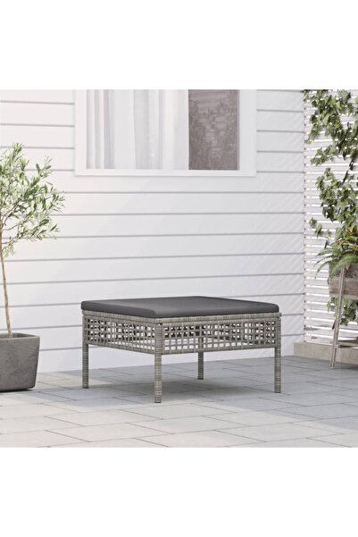 Concept Taburet de grădină cu pernă, gri, poliratan