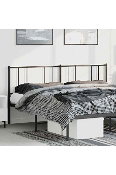 Concept Tăblie de pat metalică, negru, 180 cm