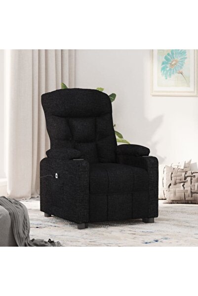 Concept Ηλεκτρική ανακλινόμενη πολυθρόνα, μαύρη, υφασμάτινο υλικό
