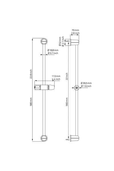 Ridder Συρόμενη μπάρα Grenada χρωμίου 91170