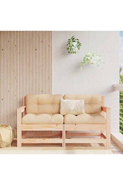 Concept Καρέκλες κήπου με μαξιλάρια, 2 τεμ., από μασίφ ξύλο πεύκου