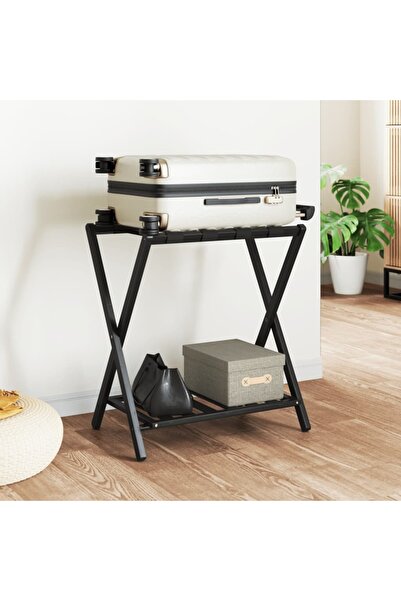 Concept Luggage rack, black, 68x38x58 cm, Bamboo