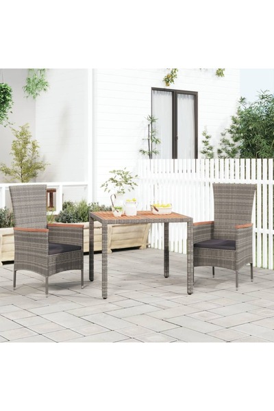 Concept Τραπέζι κήπου με ξύλινη επιφάνεια, γκρι, πολυρατάν/μασίφ ξύλο ακακίας