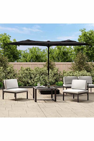 Concept Ομπρέλα ήλιου διπλής κεφαλής με φώτα LED, μαύρη, 316x240 εκ.