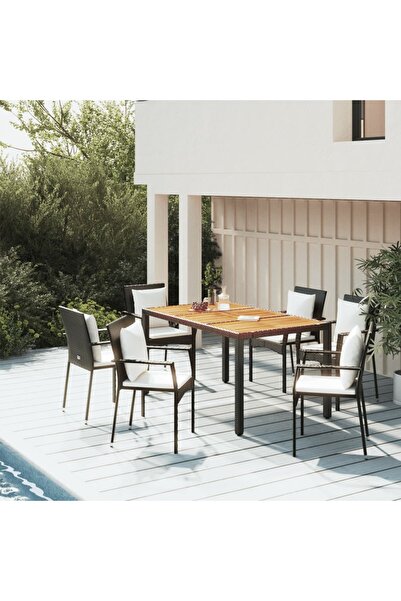 Concept Σετ επίπλων κήπου 5 τεμαχίων με μαξιλάρια, μαύρο, πολυρατάν