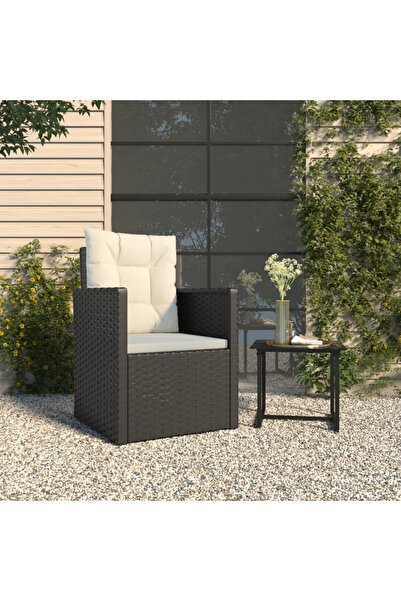 Concept Πολυθρόνα κήπου με Μαξιλάρι, μαύρη, πολυρατάν