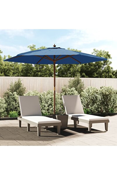 Concept Ομπρέλα κήπου με ξύλινο κοντάρι, μπλε, 299x240 εκ.