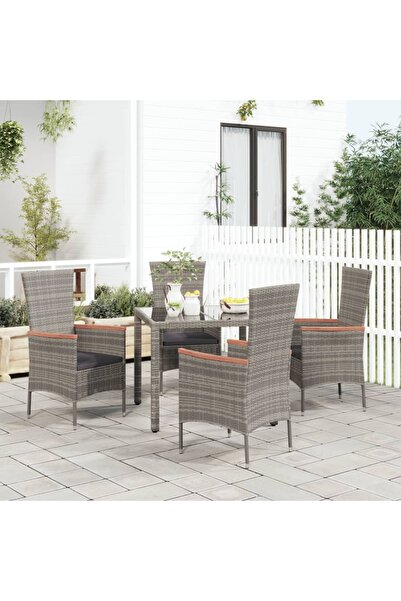 Concept Καρέκλες κήπου με μαξιλάρια, 4 τεμ., γκρι, πολυρατάν