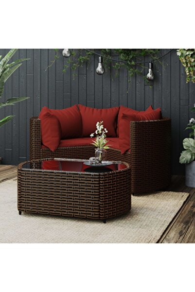 Concept Set mobilier de grădină cu perne, 4 piese, maro, poliratan