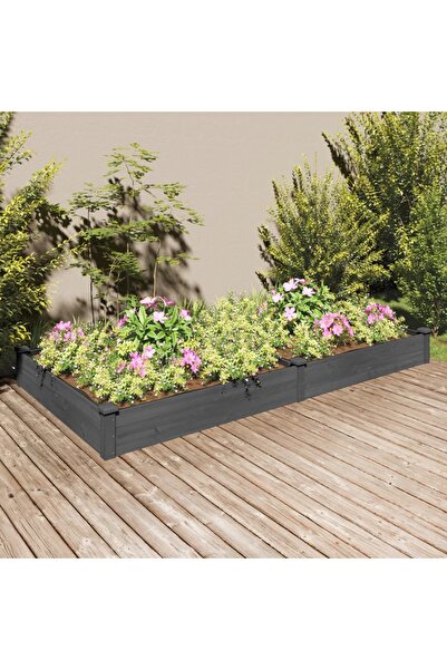 Concept Strat grădină înălțat cu căptușeală gri 240x120x25cm, lemn brad