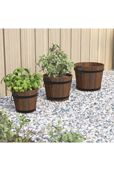 Concept Set de jardiniere tip găleată, 3 piese, lemn masiv de brad
