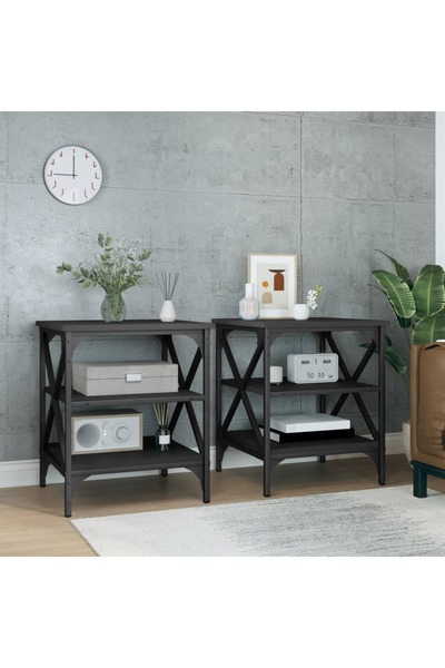 Concept Mese laterale, 2 buc., negru, 40x42x50 cm, lemn compozit