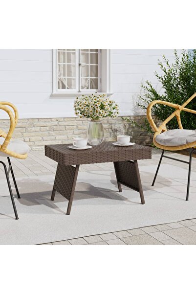 Concept Πτυσσόμενο βοηθητικό τραπεζάκι, καφέ, 60x40x38 cm, πολυρατάν