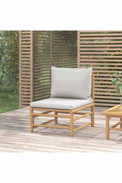 Concept Καναπές κήπου, μαξιλάρια σε ανοιχτό γκρι χρώμα, Μπαμπού