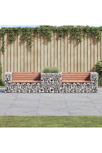 Concept Παγκάκι κήπου και καλάθι γκαμπιόν, από μασίφ ξύλο έλατου Ντάγκλας