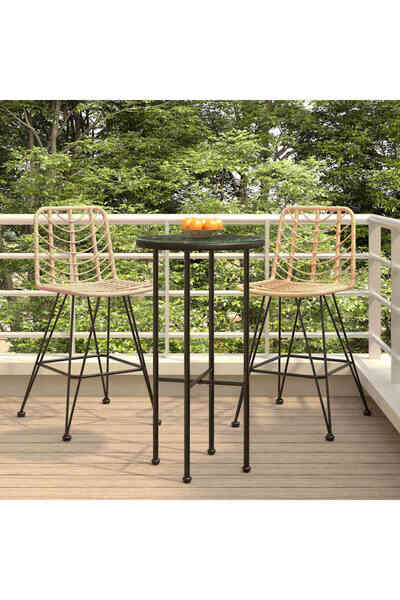 Concept Taburete de bar, 2 buc., 45x56x103,5 cm, ratan PE și oțel