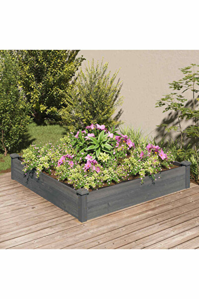 Concept Strat grădină înălțat cu căptușeală gri 120x120x25 cm lemn brad