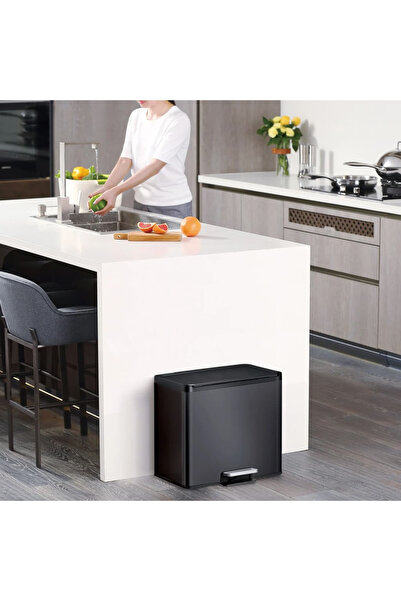 EKO Essential pedal bin, black, 20+9 L