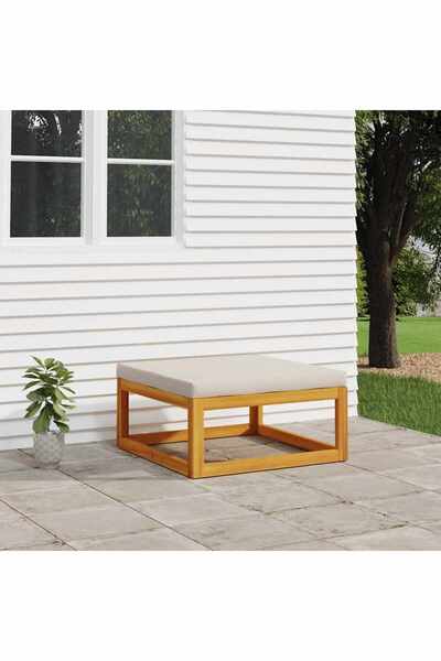 Concept Garden stool with light gray Pillow , solid acacia wood