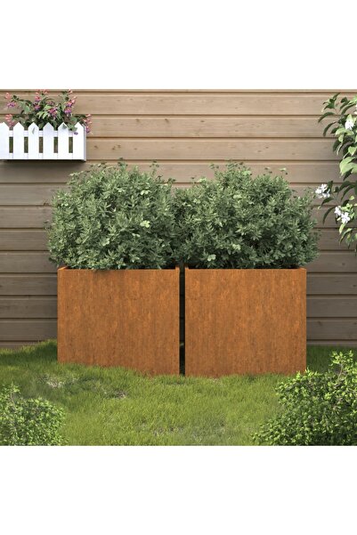 Concept Γλάστρες, 2 τεμ., γκρι, 49x47x46 cm, ατσάλι Corten