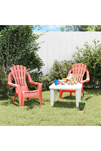 Concept Παιδικές καρέκλες κήπου 2 τεμ. κόκκινο 37x34x44 εκ. PP με όψη ξύλου