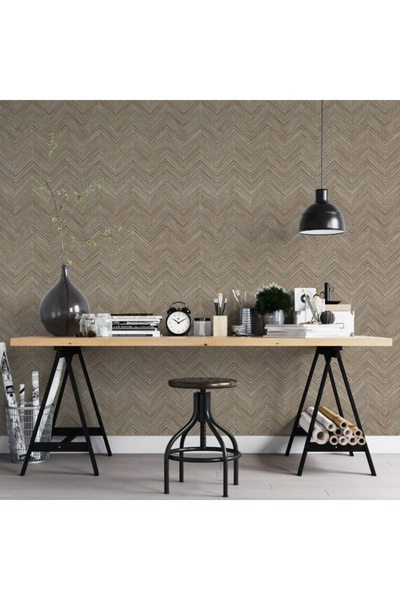 Noordwand Ταπετσαρία τοίχου Topchic σε σχήμα ψαροκόκαλου, καφέ