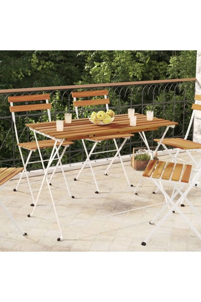 Concept Πτυσσόμενο τραπέζι μπιστρό 100x54x71 cm, μασίφ ξύλο ακακίας και χάλυβας