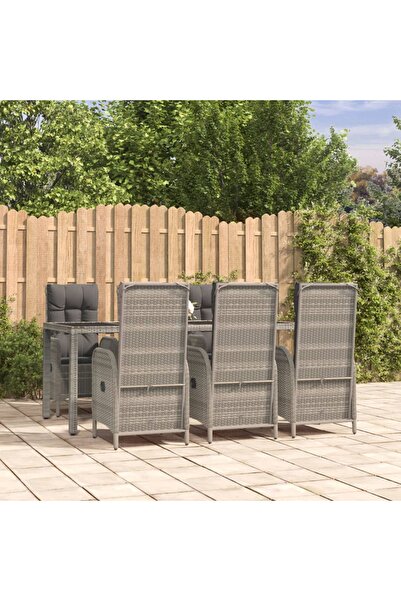 Concept Σετ επίπλων κήπου 7 τεμαχίων με μαξιλάρια, γκρι, πολυρατάν