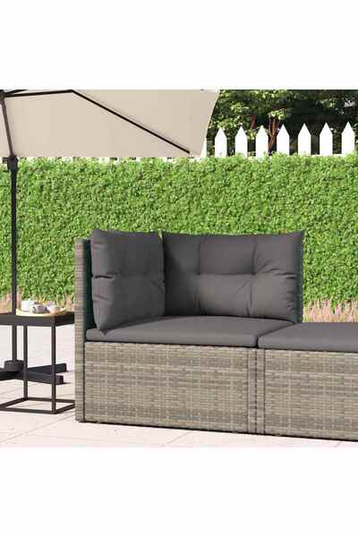 Concept Γωνιακός καναπές με Μαξιλάρι κήπου, γκρι, πολυρατάν