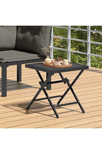 Concept Πτυσσόμενο τραπέζι κήπου, ανθρακί, 38x38x38 cm, ατσάλινο πλέγμα