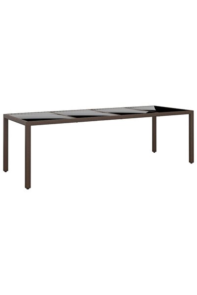 Concept Τραπέζι κήπου με γυάλινη επιφάνεια, καφέ, πολυρατάν