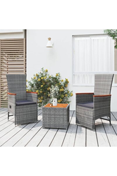 Concept Set șezlonguri de grădină, 3 piese, poliratan și lemn acacia