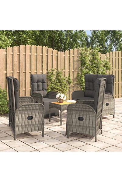 Concept Σετ επίπλων κήπου 5 τεμαχίων με μαξιλάρια, γκρι, πολυρατάν