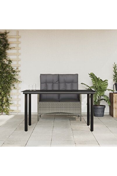Concept Set mobilier de grădină cu perne, 2 piese, gri, poliratan