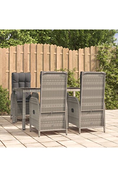 Concept Σετ επίπλων κήπου 5 τεμαχίων με μαξιλάρια, γκρι, πολυρατάν