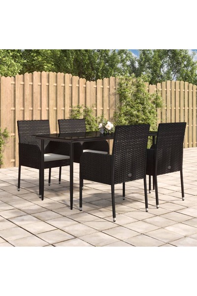 Concept Σετ ξαπλώστρας κήπου 5 τεμαχίων με μαξιλάρια, μαύρο, πολυρατάν