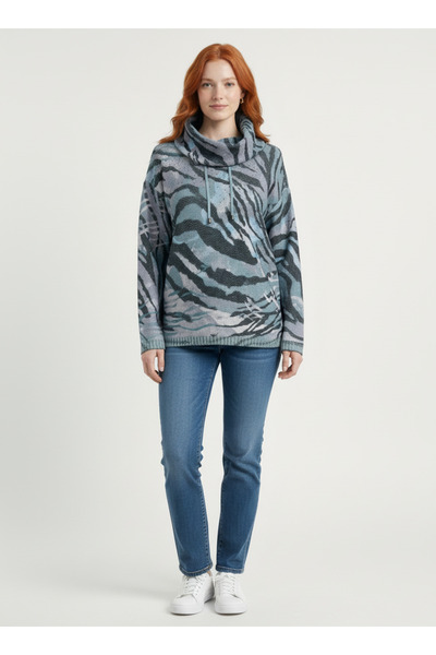 Neden Tekstil Women's Patterned Degaje Collar Knitwear Sweater