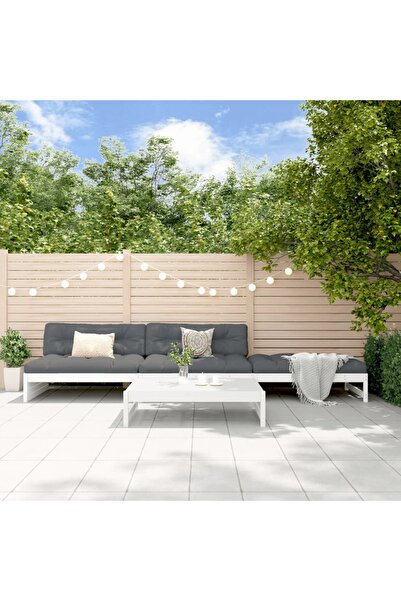 Concept Σετ επίπλων κήπου με μαξιλάρια, 4 τεμάχια, λευκό, μασίφ ξύλο