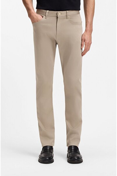 BOSS Men's Slim Fit Fade-Resistant Straight Leg Beige Trousers 50553954-233