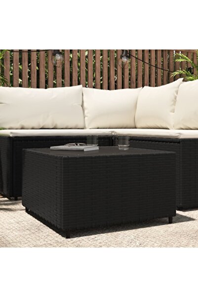 Concept Τετράγωνο τραπεζάκι σαλονιού κήπου, μαύρο, 50x50x30 cm, πολυρατάν