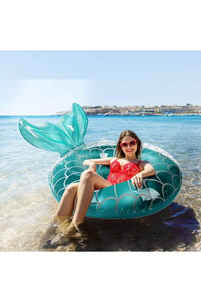 Arabest 43 Inch Inflatable Pool Float, Mermaid Shape Swimming Ring Water Spor...