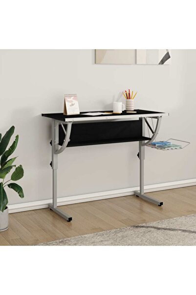 Concept Γραφείο χειροτεχνίας μαύρο & γκρι 110x53x(58-87) εκ. επεξεργασμένο ξύ...