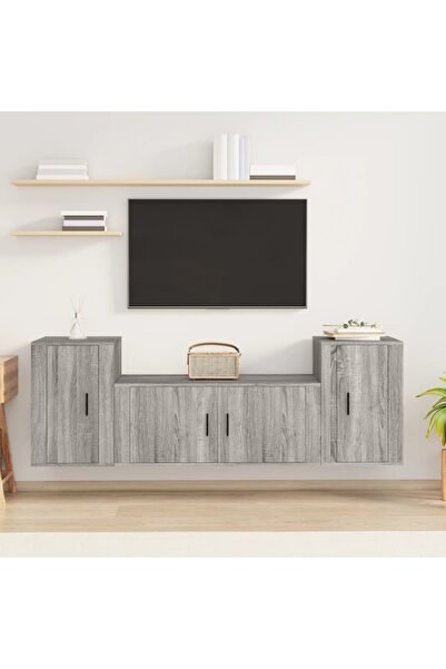 Concept Set dulap TV, 3 piese, gri sonoma, lemn prelucrat