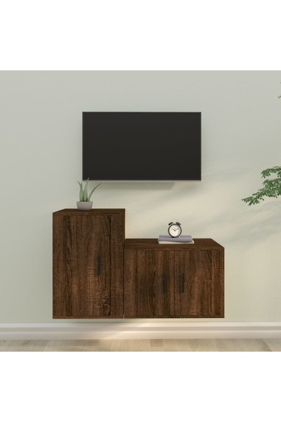 Concept Σετ ντουλαπιών τηλεόρασης, 2 τεμάχια, καφέ δρυς, επεξεργασμένο ξύλο