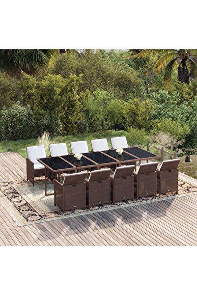 Concept Set mobilier de grădină cu perne, 11 piese, maro, poliratan