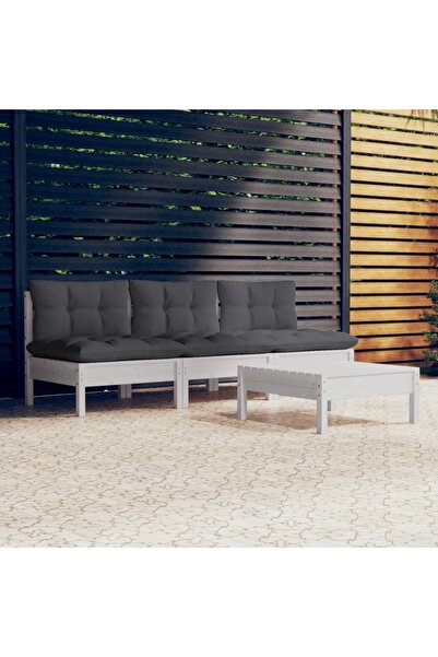 Concept Σετ επίπλων κήπου με μαξιλάρια ανθρακί, 4 τεμάχια, ξύλο πεύκου