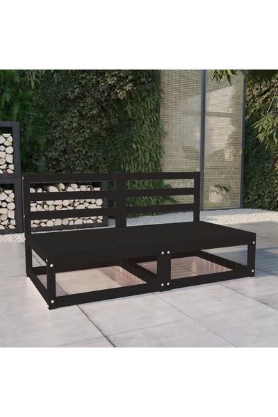 Concept Διθέσιος καναπές κήπου, μαύρος, από μασίφ ξύλο πεύκου