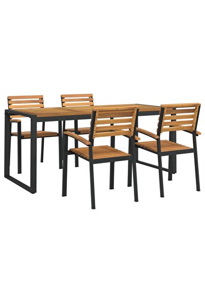 Concept Σετ επίπλων κήπου, 5 τεμάχια, από μασίφ ξύλο ακακίας και μέταλλο