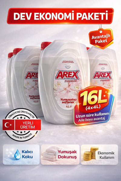 AREX AHN Yumuşatıcı Romantic 16 L – Yoğun Kalıcı Koku, Ekonomik Aile Boyu Çam...